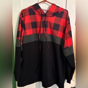 Red and Black Plaid Womens Sweatshirt size 2X
